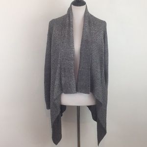 J Jill Asymmetrical Cardigan Sweater Gray Open